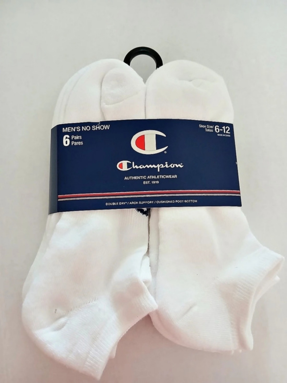 Champion No Show Socks Men's White Shoe Size 6-12 New $15
